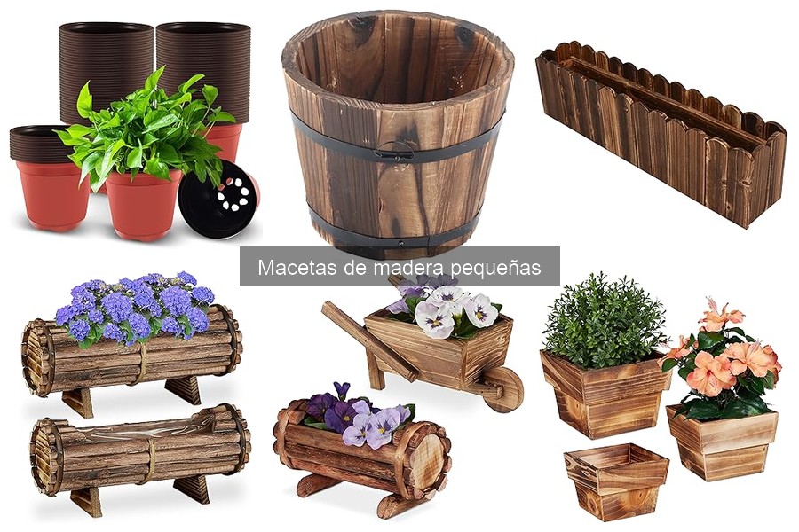 Decora tus exteriores con macetas de madera pequeñas