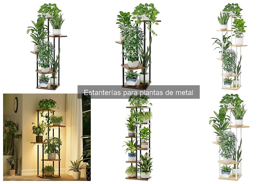 Estanterías de metal para plantas en espacios pequeños