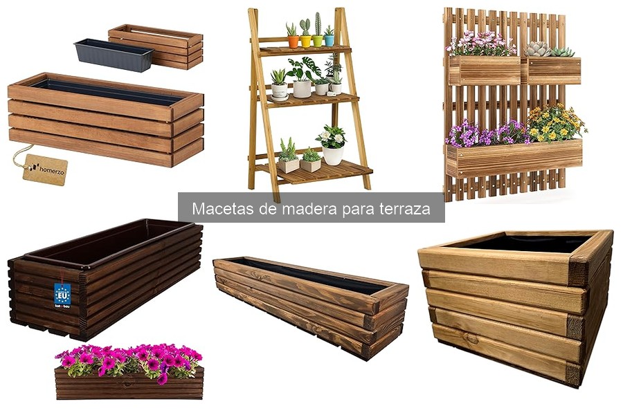 Estilos de decoración con macetas de madera en la terraza