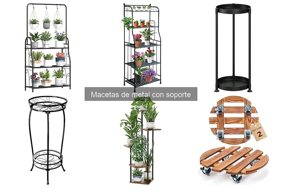 Estilos de macetas de metal con soporte para tu decoración