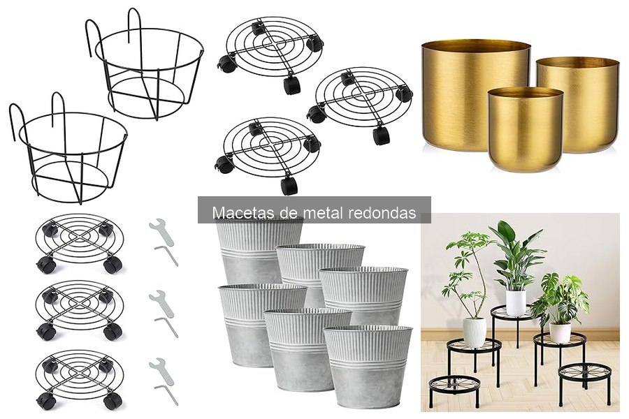 Mejores macetas de metal redondas para plantas de interior