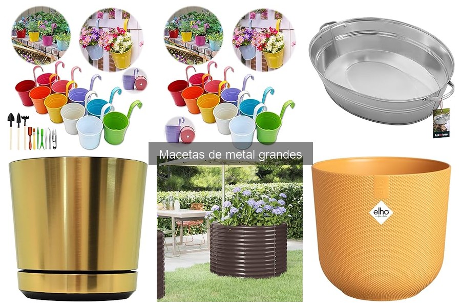 Tipos de macetas de metal grandes para exterior e interior